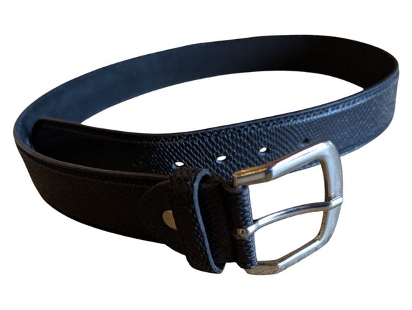 Black Embossed Leather Belt – Size 34