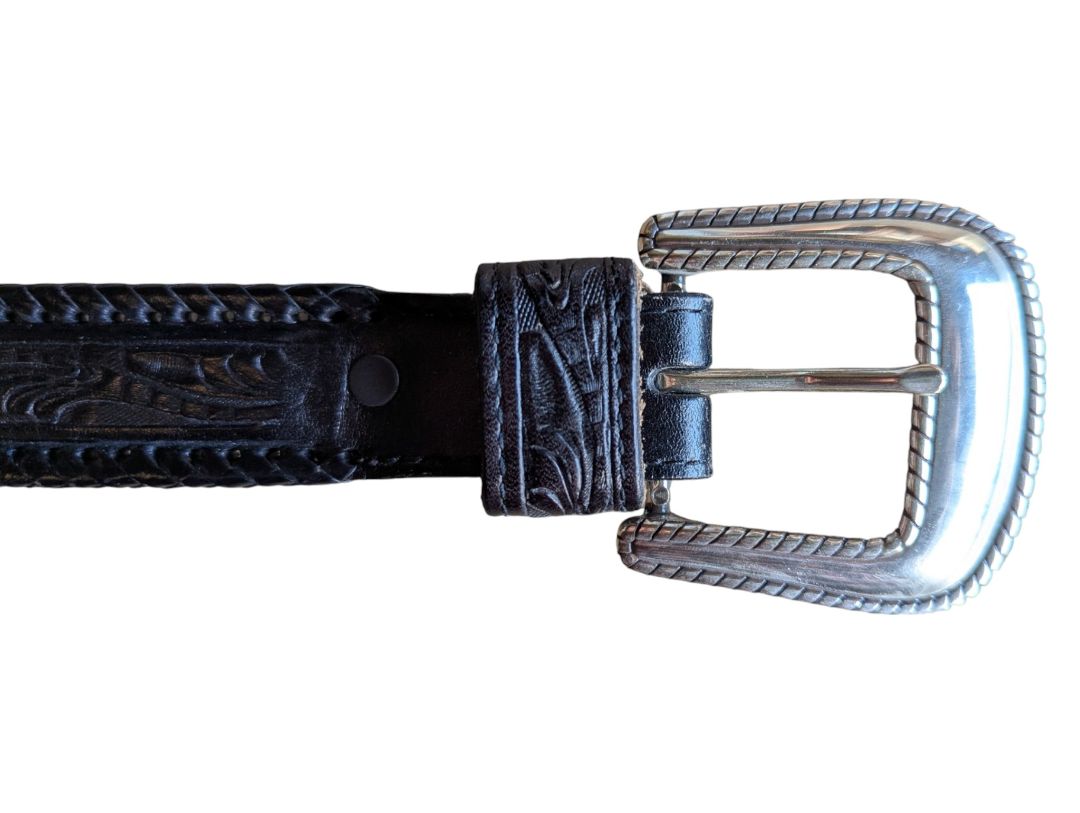 Nocona Black Tooled Leather Western Belt