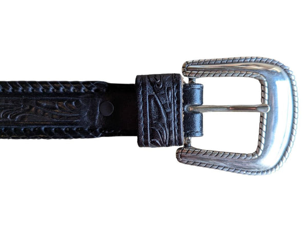 Nocona Black Tooled Leather Western Belt