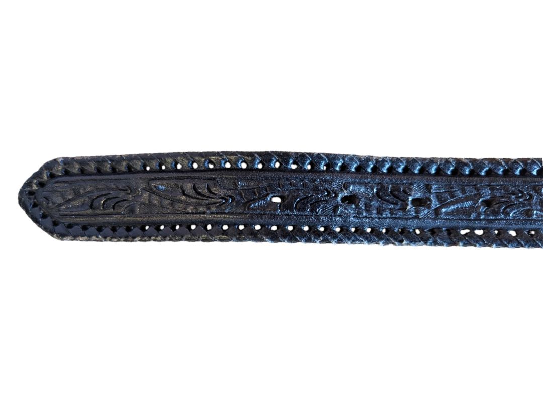 Nocona Black Tooled Leather Western Belt