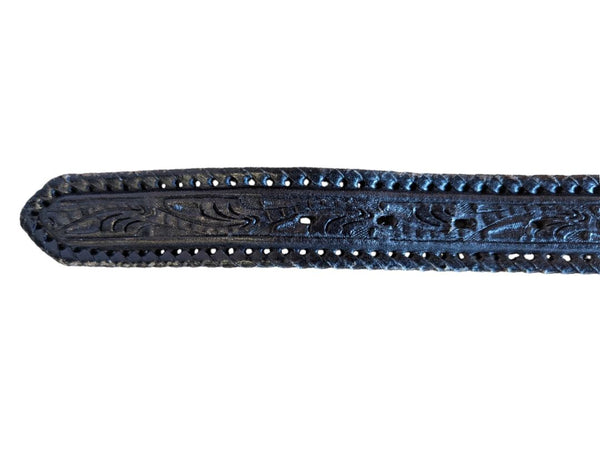 Nocona Black Tooled Leather Western Belt