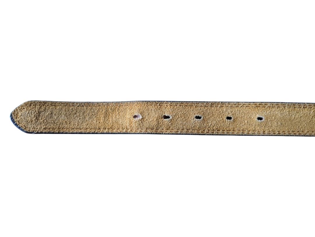 Dark Grey Leather Belt with Silver-Tone Buckle