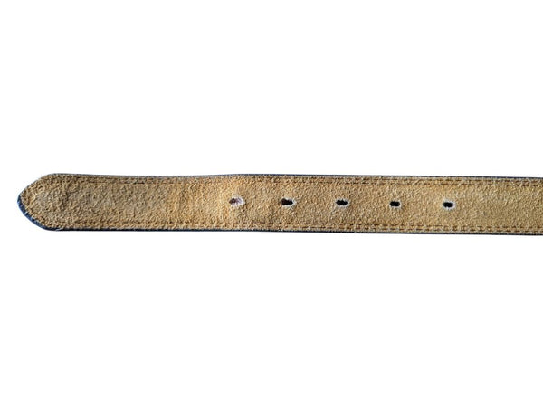 Dark Grey Leather Belt with Silver-Tone Buckle