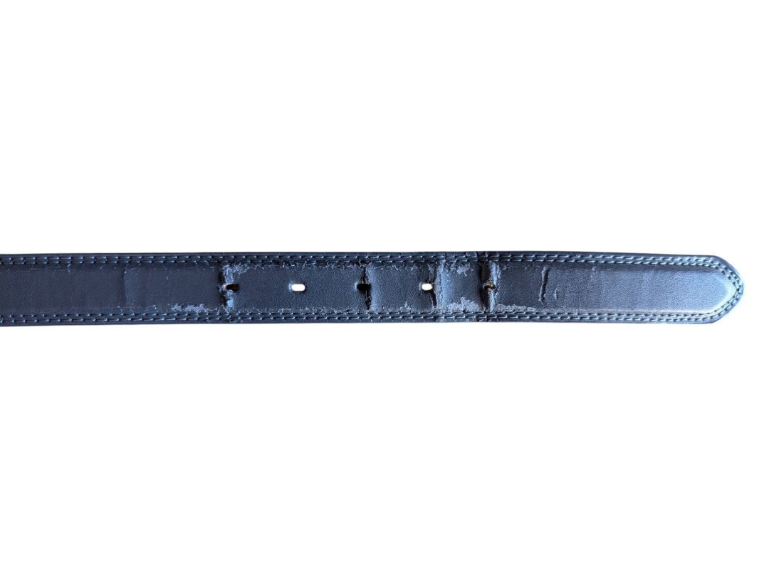 Dark Grey Leather Belt with Silver-Tone Buckle