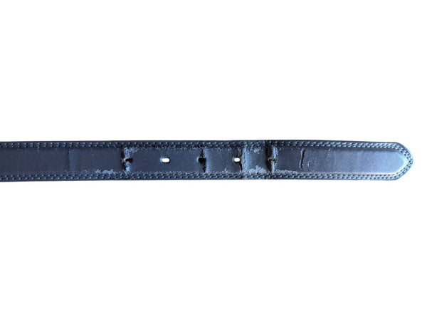 Dark Grey Leather Belt with Silver-Tone Buckle