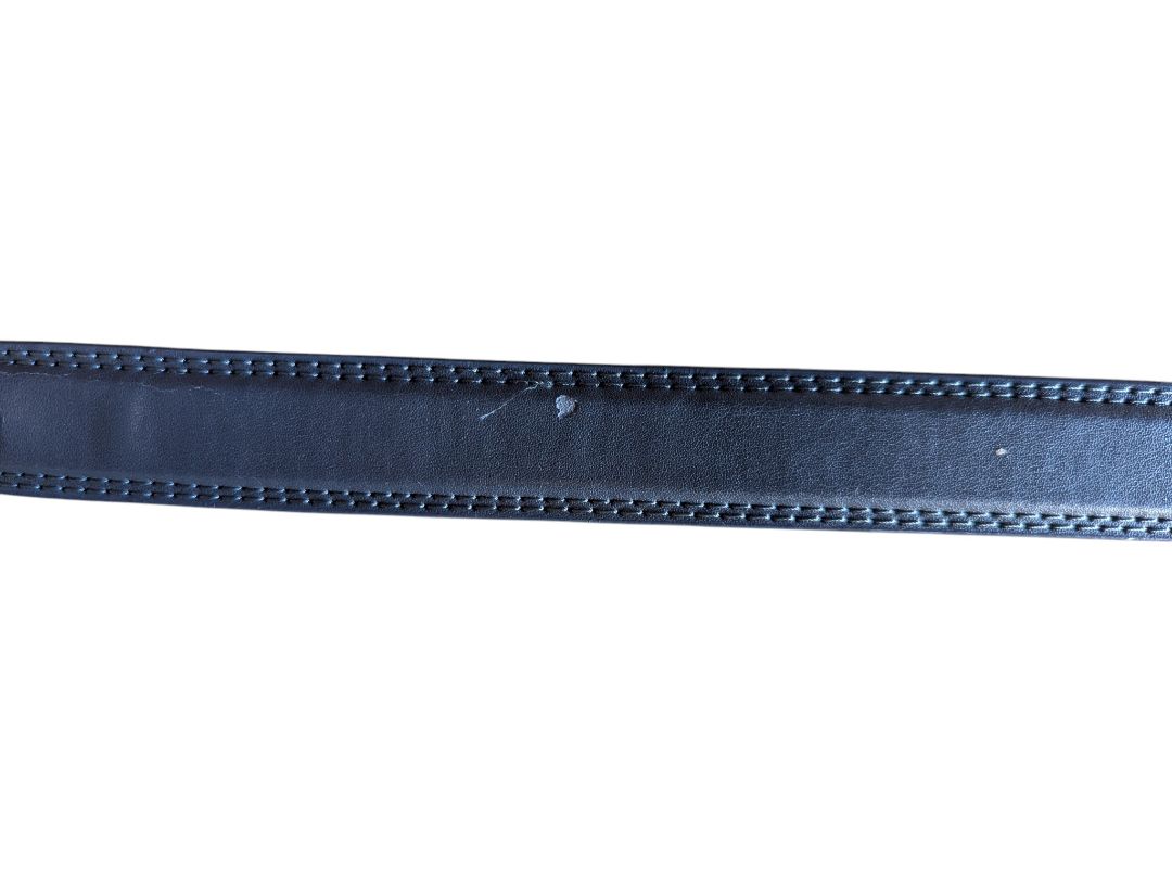 Dark Grey Leather Belt with Silver-Tone Buckle