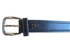 Dark Grey Leather Belt with Silver-Tone Buckle