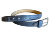 Dark Grey Leather Belt with Silver-Tone Buckle