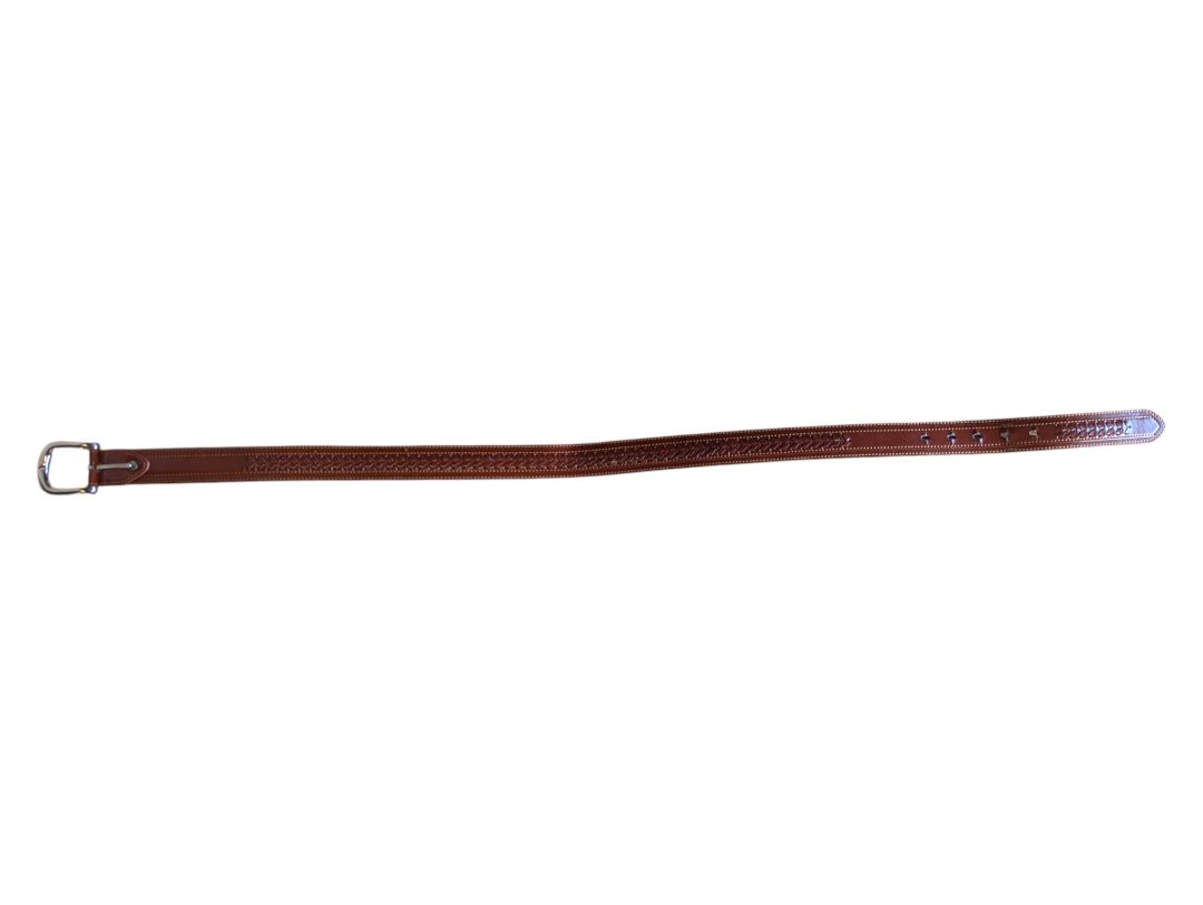 Brown Leather Belt with Braided Centre Detail