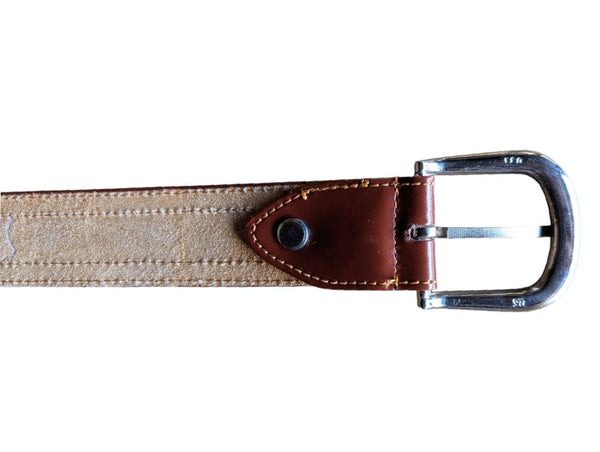 Brown Leather Belt with Braided Centre Detail