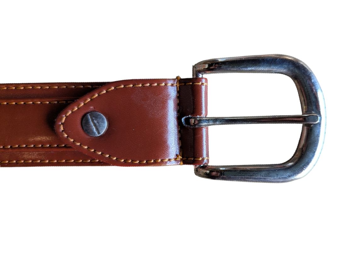 Brown Leather Belt with Braided Centre Detail