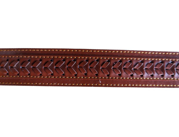 Brown Leather Belt with Braided Centre Detail