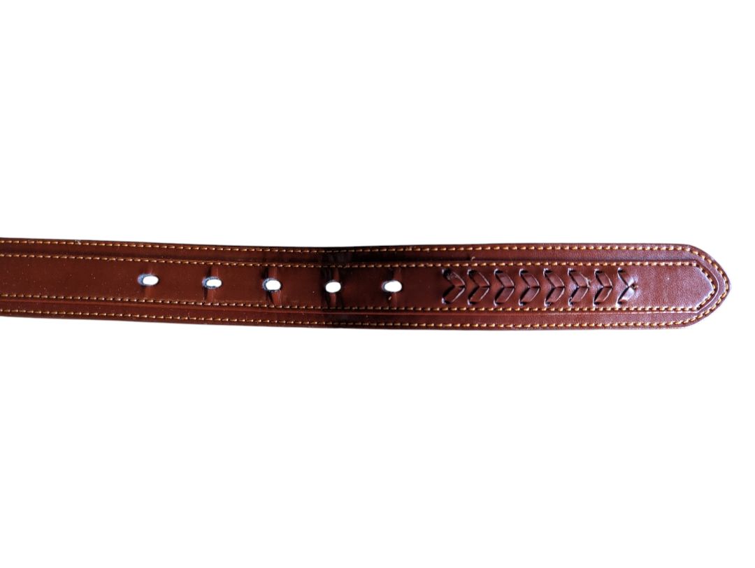 Brown Leather Belt with Braided Centre Detail