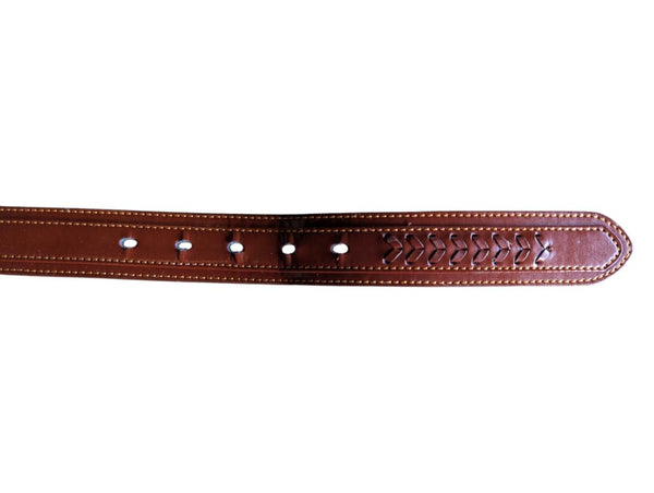 Brown Leather Belt with Braided Centre Detail