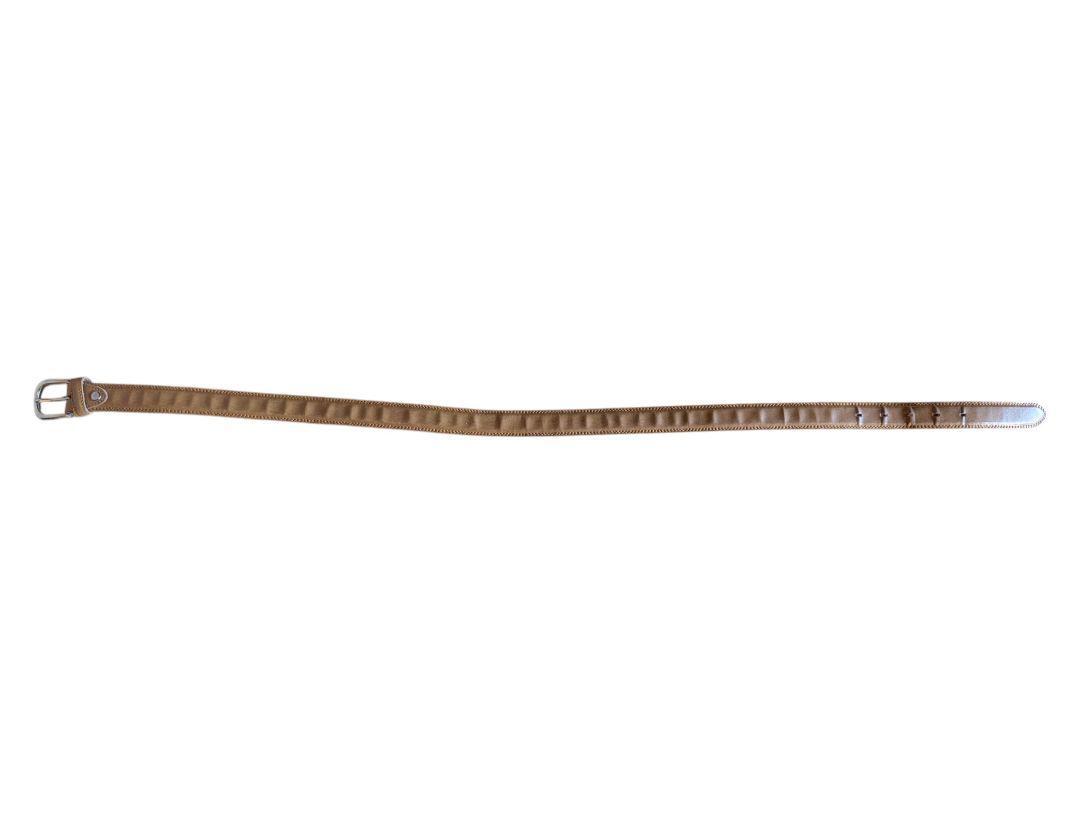 Tan Leather Belt with Silver-Tone Buckle