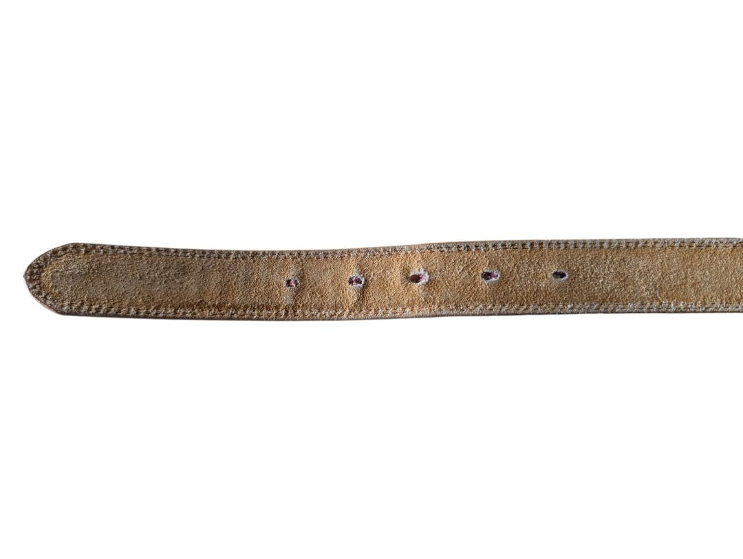 Tan Leather Belt with Silver-Tone Buckle
