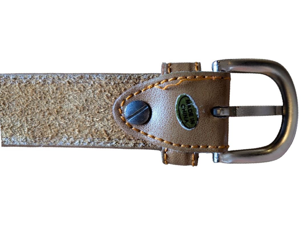 Tan Leather Belt with Silver-Tone Buckle
