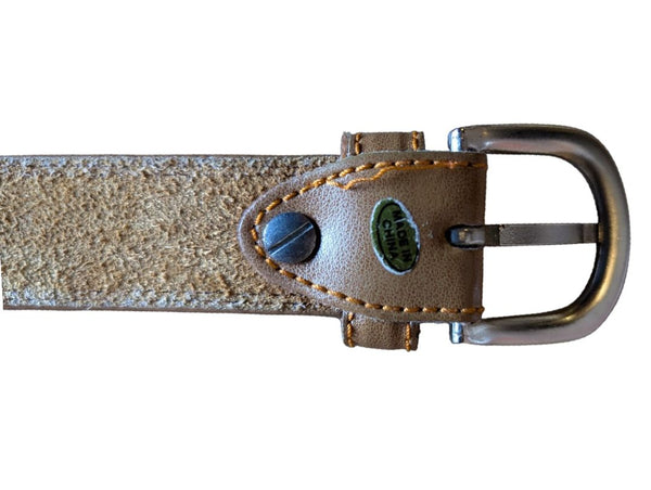 Tan Leather Belt with Silver-Tone Buckle
