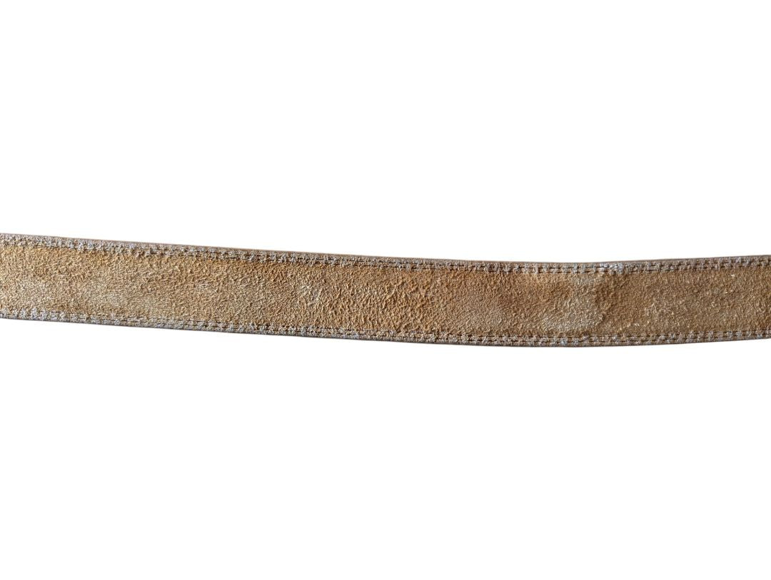 Tan Leather Belt with Silver-Tone Buckle