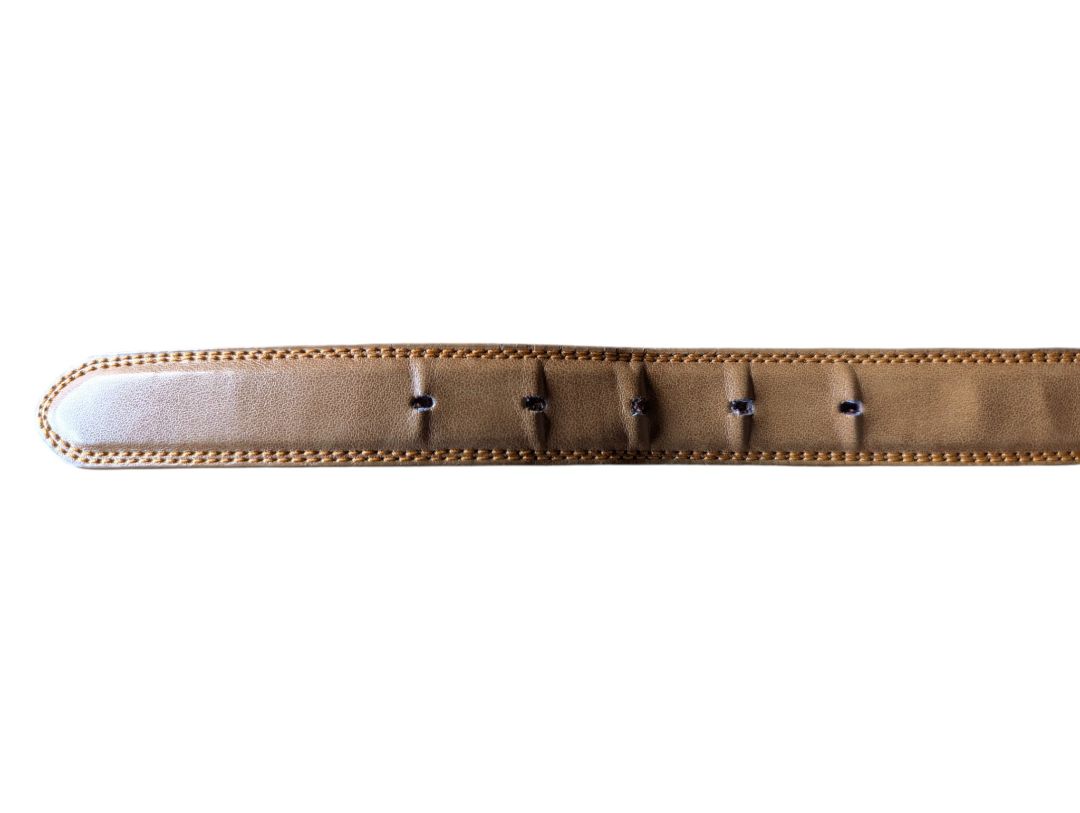 Tan Leather Belt with Silver-Tone Buckle