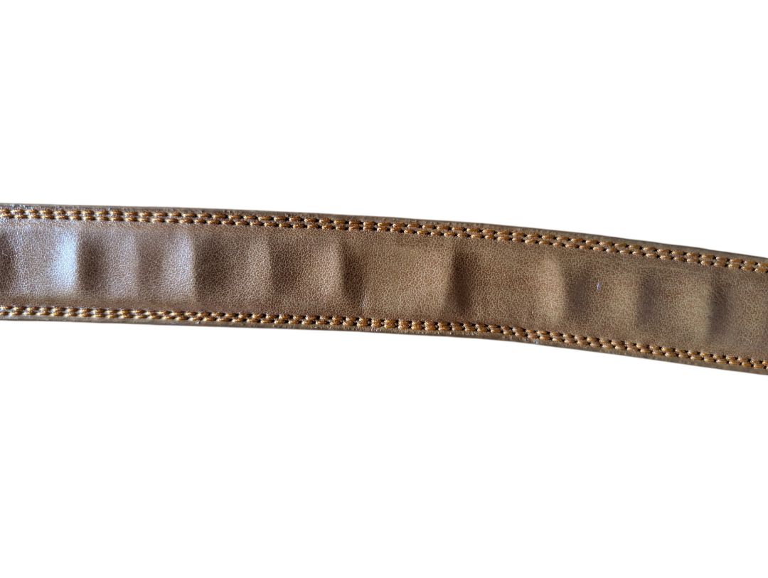 Tan Leather Belt with Silver-Tone Buckle