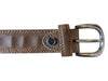 Tan Leather Belt with Silver-Tone Buckle