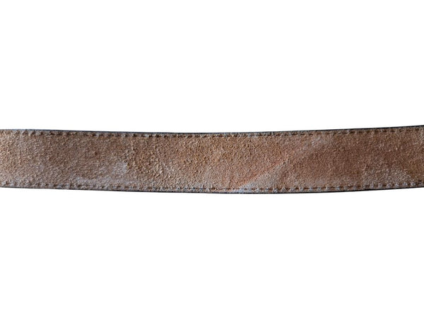 Black Croc-Embossed Leather Belt with Silver-Tone Buckle