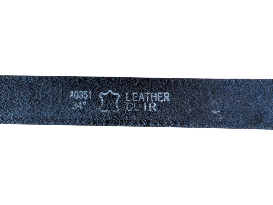 Black Leather Belt with Silver-Tone Buckle