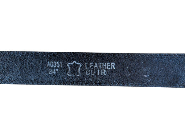 Black Leather Belt with Silver-Tone Buckle