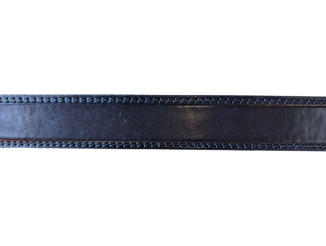Black Leather Belt with Silver-Tone Buckle