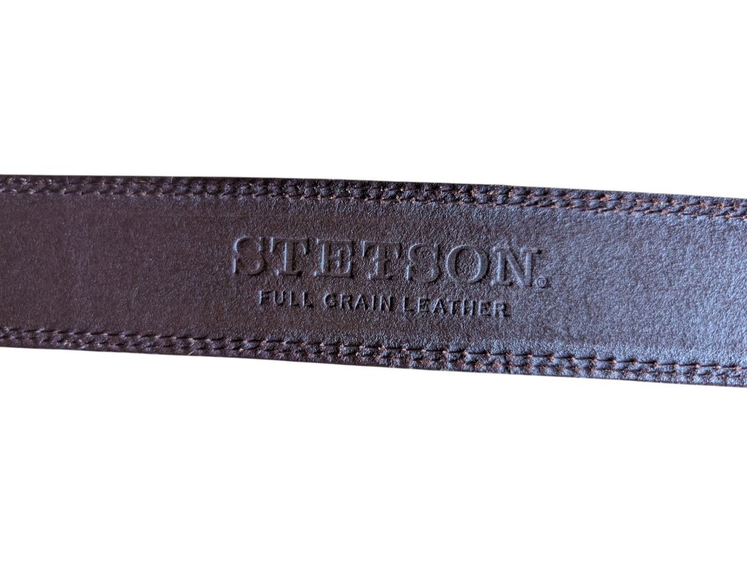 Stetson Full Grain Leather Belt with Rhinestone Heart Buckle