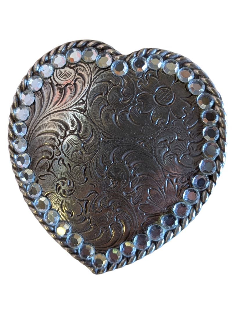 Stetson Full Grain Leather Belt with Rhinestone Heart Buckle