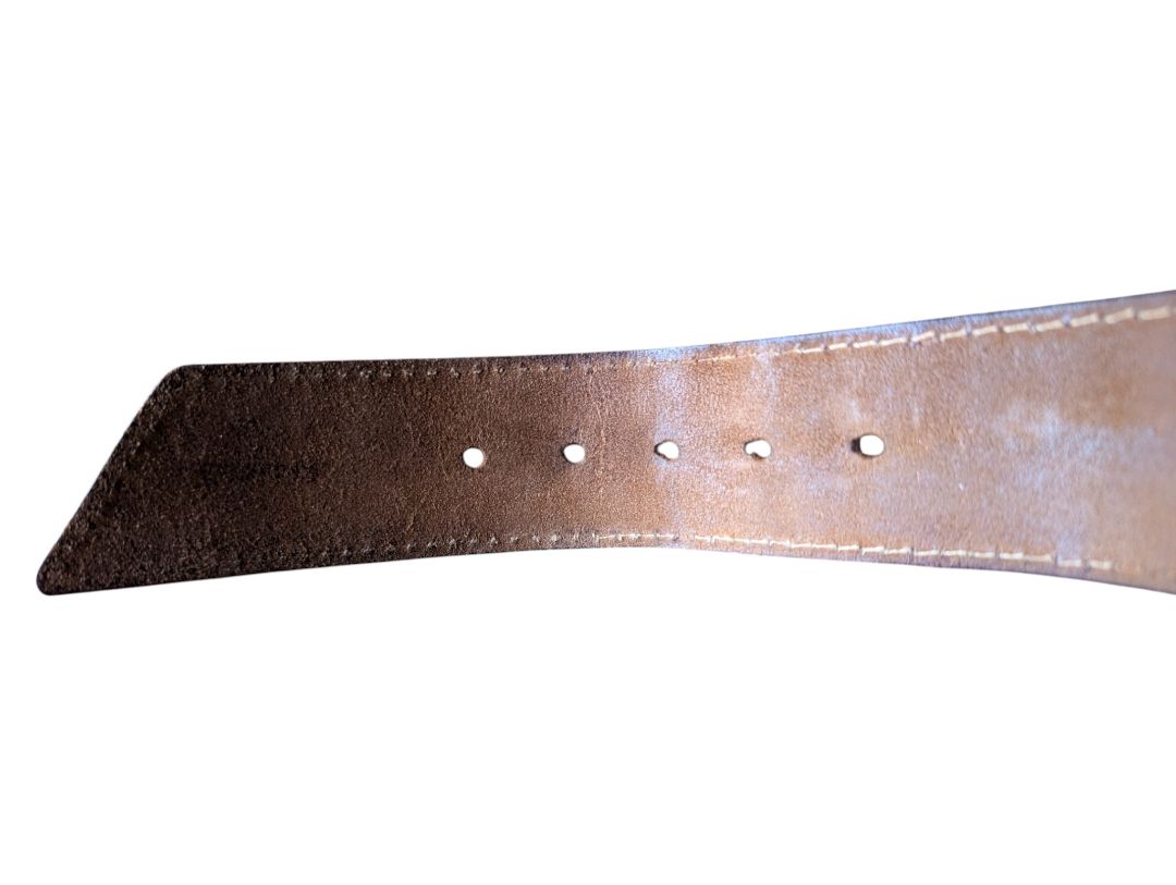 Brown Leather Belt with Metal Buckle