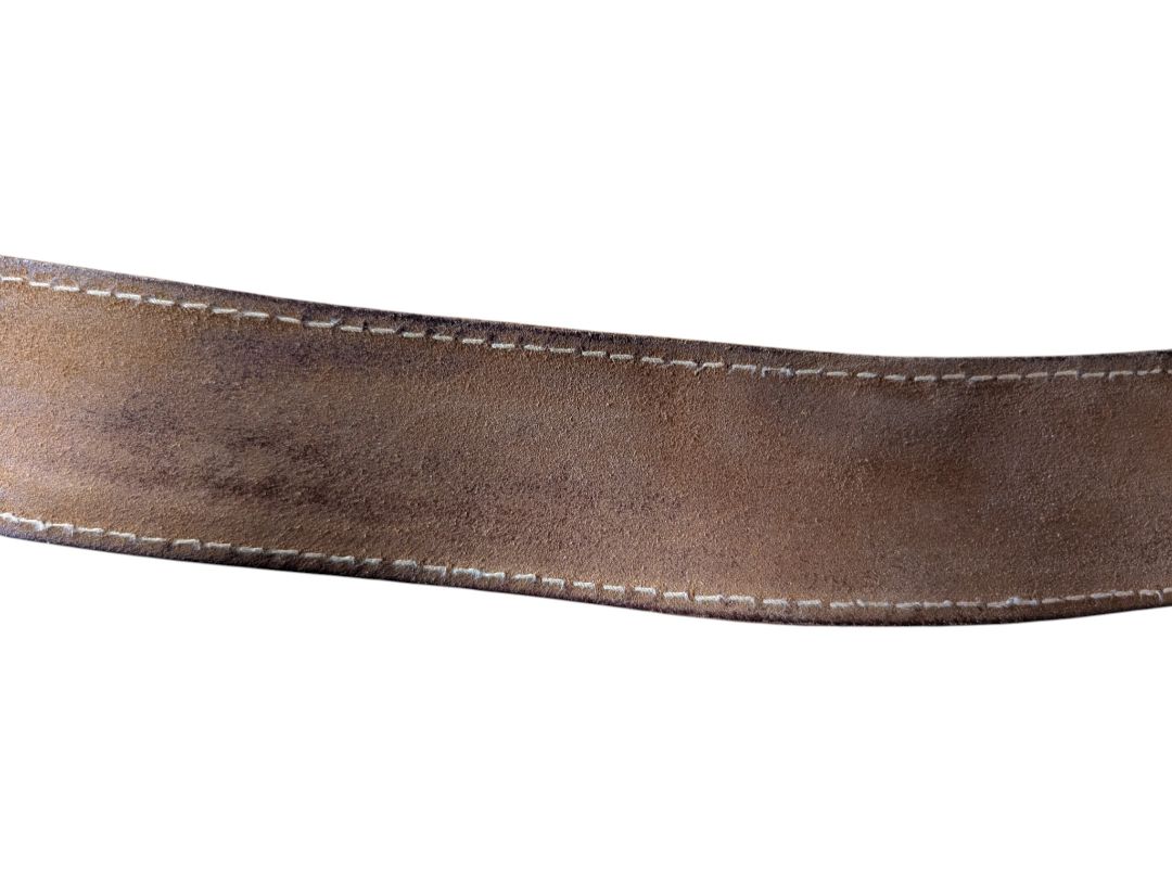 Brown Leather Belt with Metal Buckle