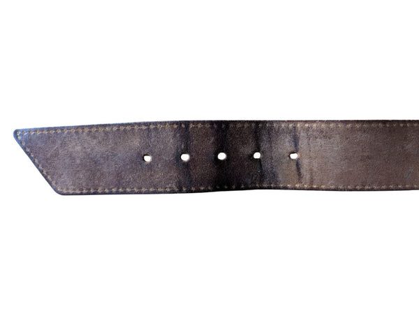 Brown Leather Belt with Metal Buckle