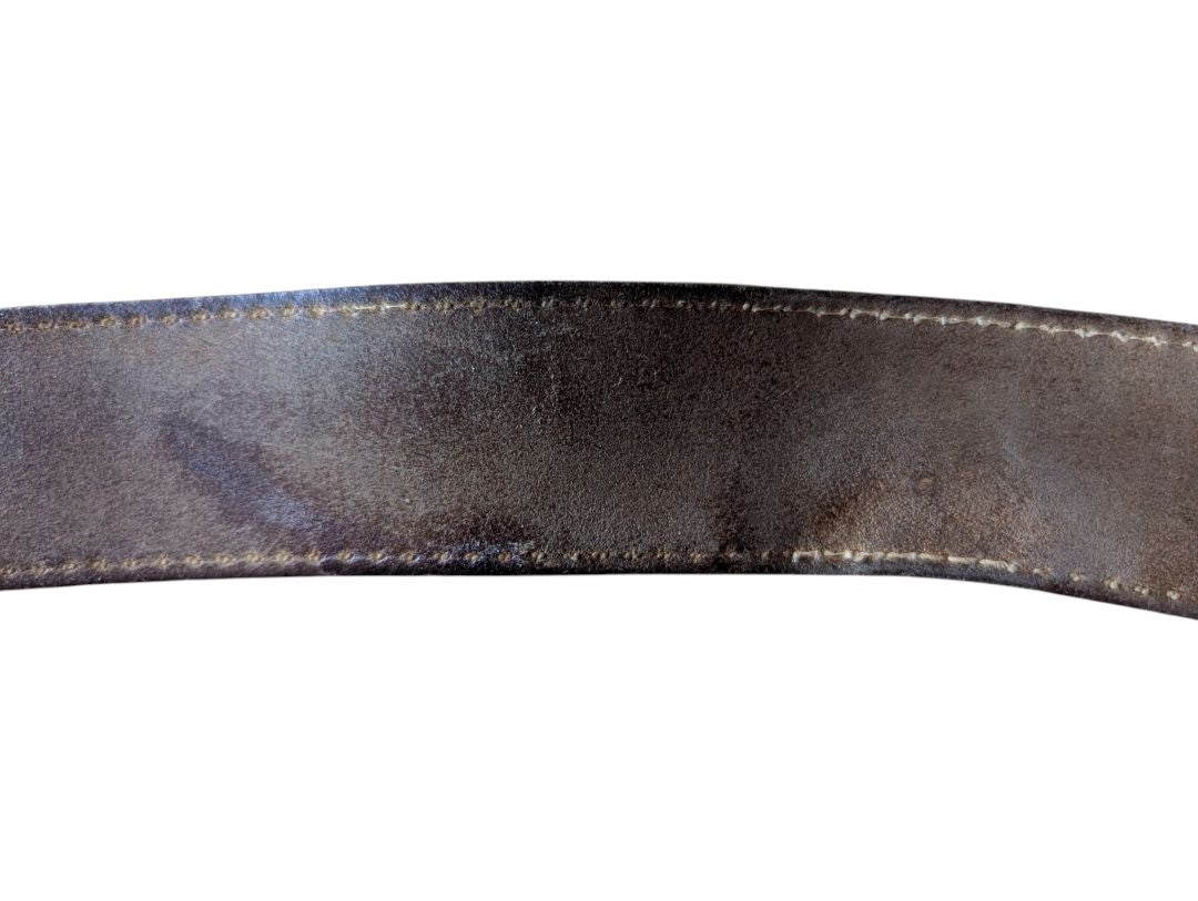 Brown Leather Belt with Metal Buckle