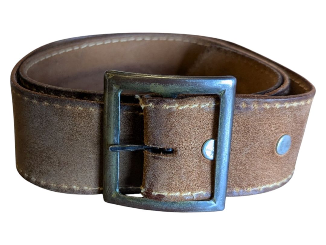 Brown Leather Belt with Metal Buckle