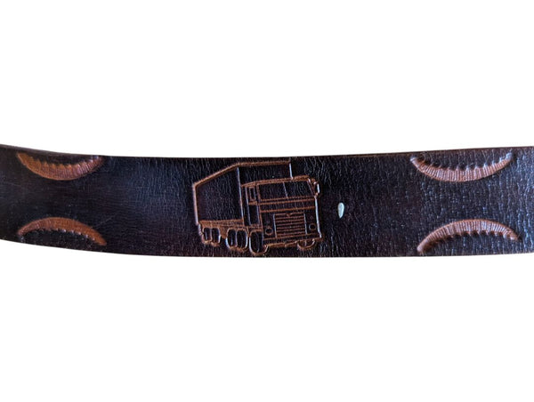 Novelty Leather Belt with Truck Design