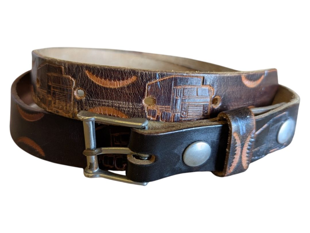 Novelty Leather Belt with Truck Design