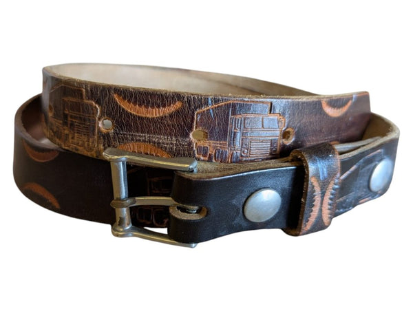 Novelty Leather Belt with Truck Design