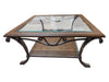 Square Glass-Top Coffee Table with Metal Frame
