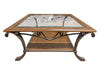 Square Glass-Top Coffee Table with Metal Frame