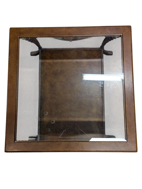 Square Glass-Top Coffee Table with Metal Frame