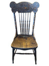 Vintage Pressback Wooden Chair with Turned Spindles & Portrait Medallion