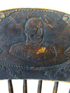 Vintage Pressback Wooden Chair with Turned Spindles & Portrait Medallion