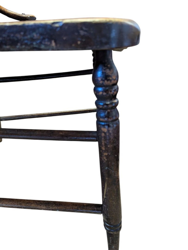 Vintage Pressback Wooden Chair with Turned Spindles & Portrait Medallion