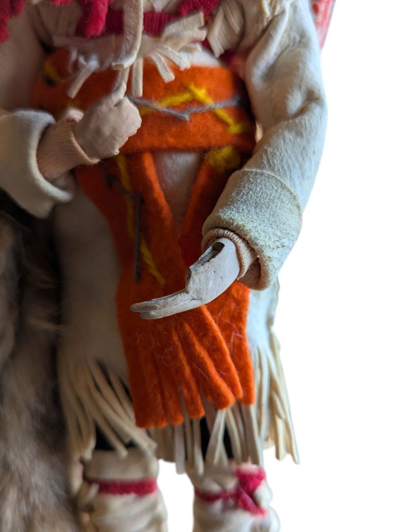 Handcrafted Indigenous-Style Hunter/Trapper Doll Figure with Fur Pelt & Backpack