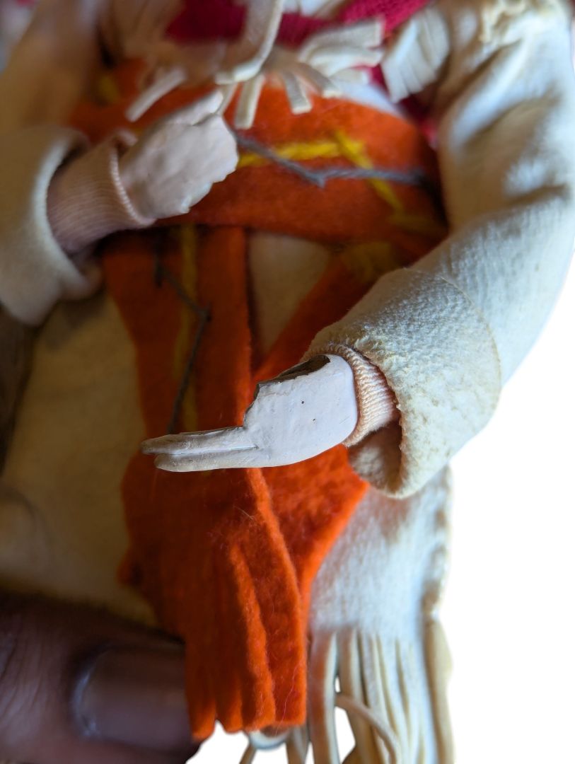 Handcrafted Indigenous-Style Hunter/Trapper Doll Figure with Fur Pelt & Backpack