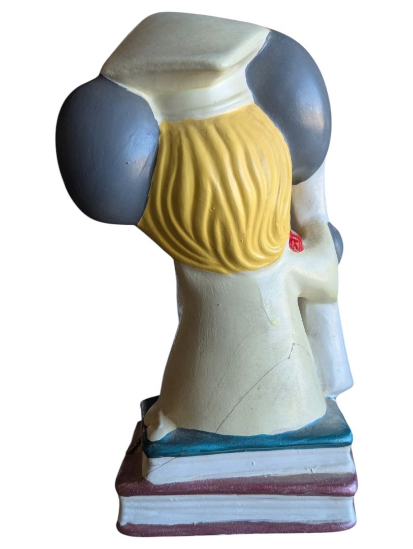Vintage Hand-Painted Ceramic Graduation Mouse Bookends