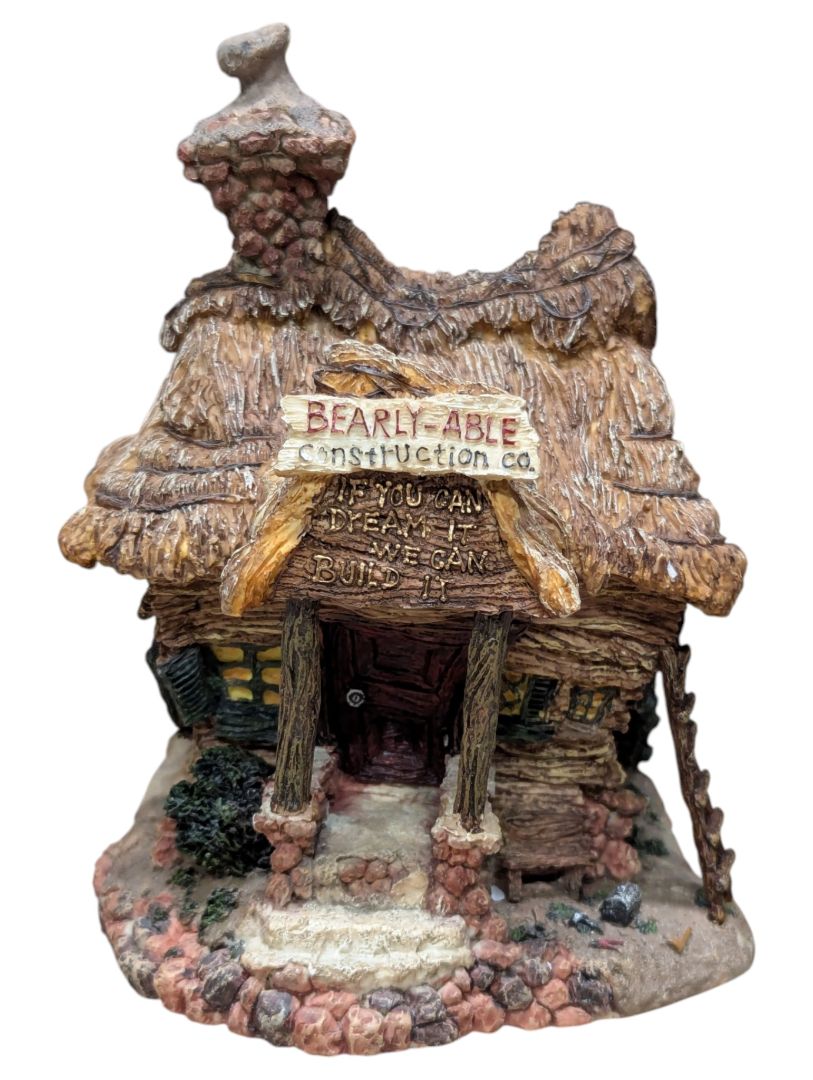 Boyds Bears & Friends Boyds Town Village Miniature Lot – Bearly-Able Construction, Figures, Dog House & Thimble